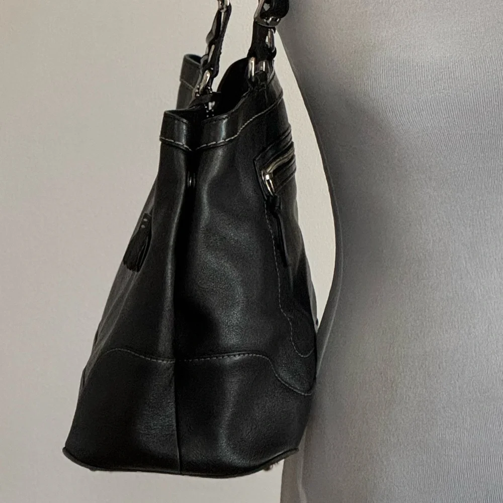 Vintage Coach Weekender Black Leather Tote Bag - Picture 4 of 13